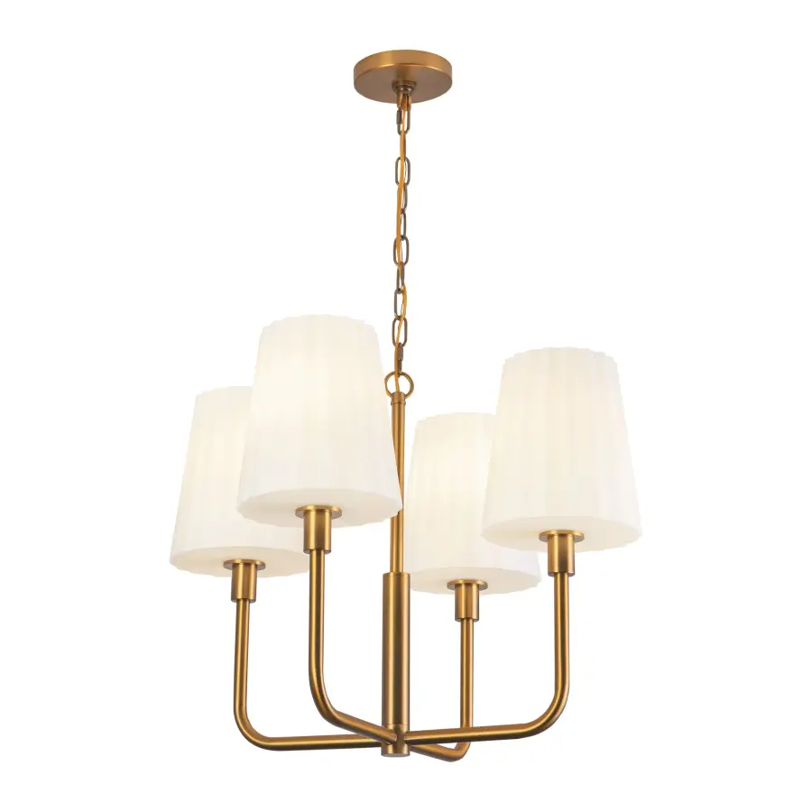 Plisse 23-Inch Chandelier in Matte Black with Opal Glass - Image 12