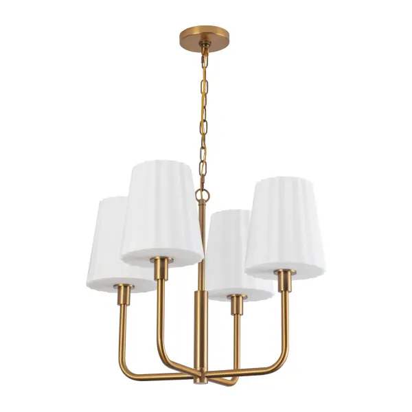 Plisse 23-Inch Chandelier in Matte Black with Opal Glass - Image 13