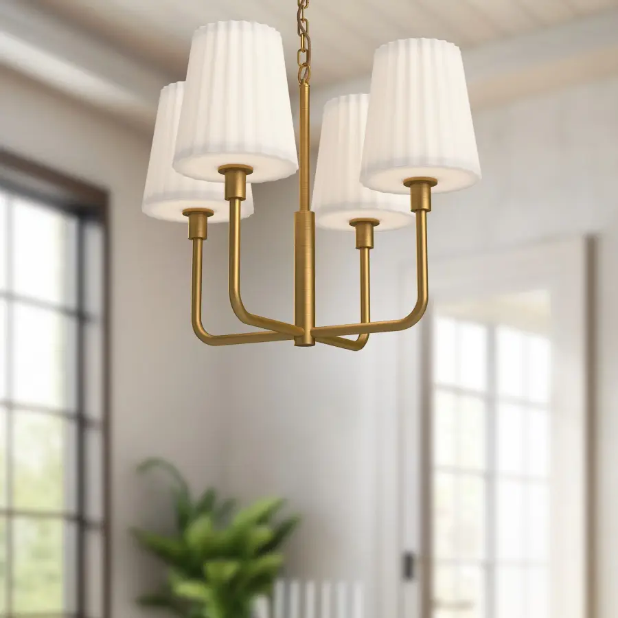 Plisse 23-Inch Chandelier in Matte Black with Opal Glass - Image 19