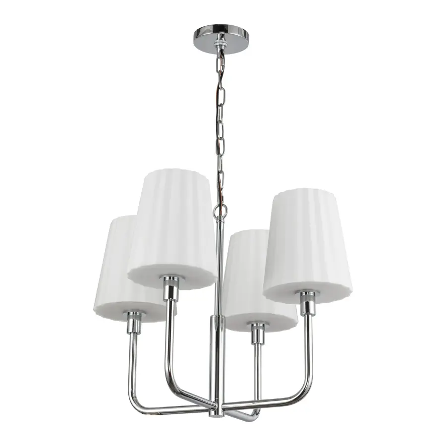 Plisse 23-Inch Chandelier in Matte Black with Opal Glass - Image 3