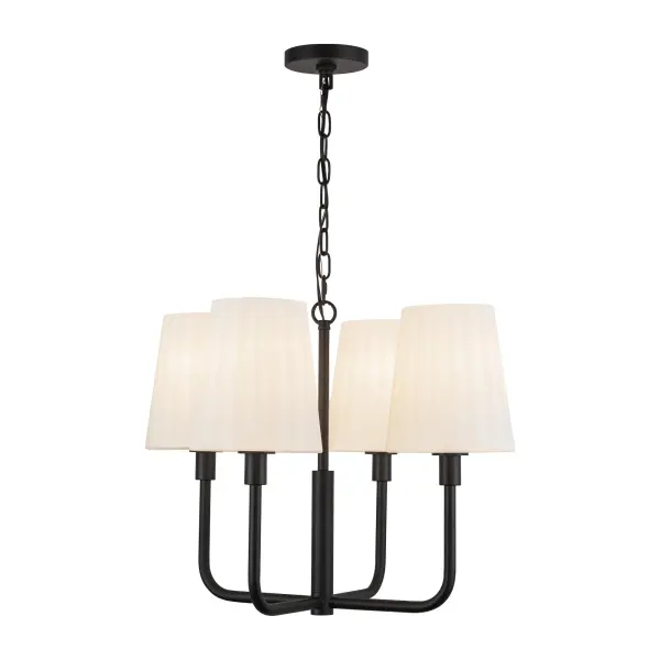 Plisse 23-Inch Chandelier in Matte Black with Opal Glass - Image 6