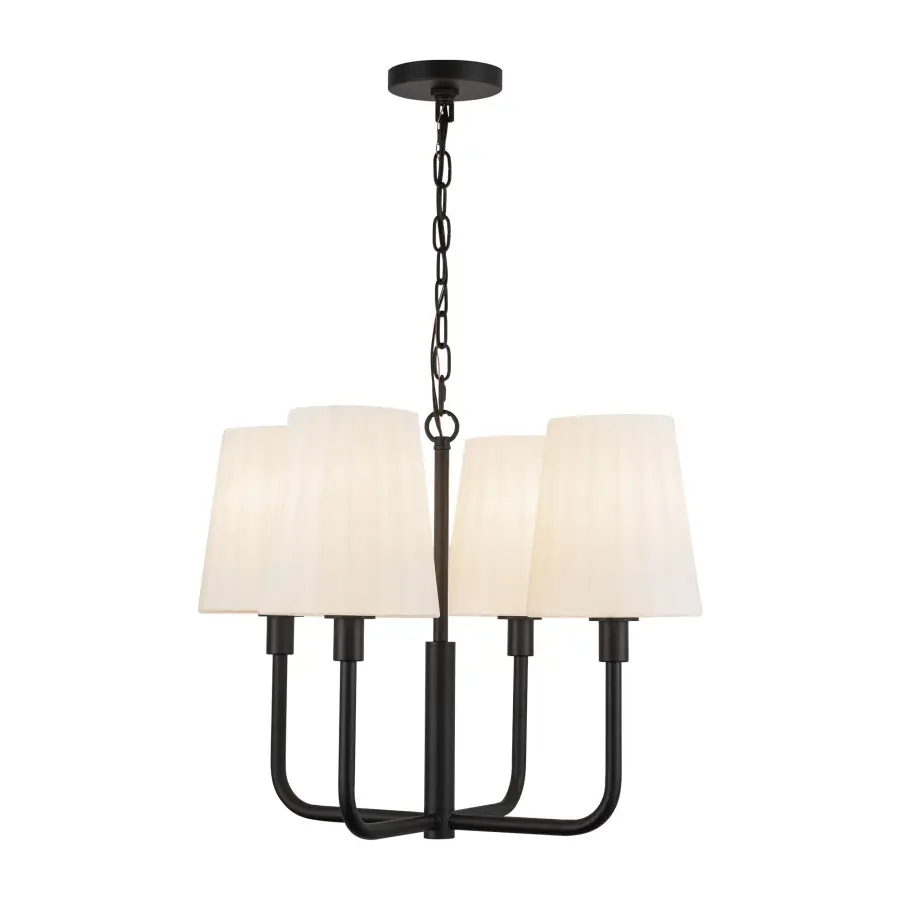 Plisse 23-Inch Chandelier in Matte Black with Opal Glass - Image 6