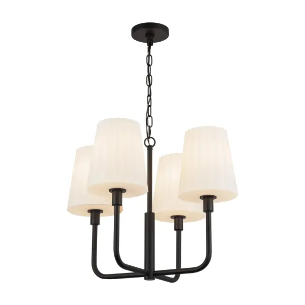 Plisse 23-Inch Chandelier in Matte Black with Opal Glass - Image 7