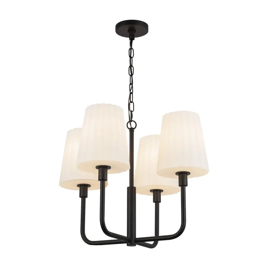Plisse 23-Inch Chandelier in Matte Black with Opal Glass - Image 7