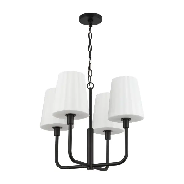 Plisse 23-Inch Chandelier in Matte Black with Opal Glass - Image 8