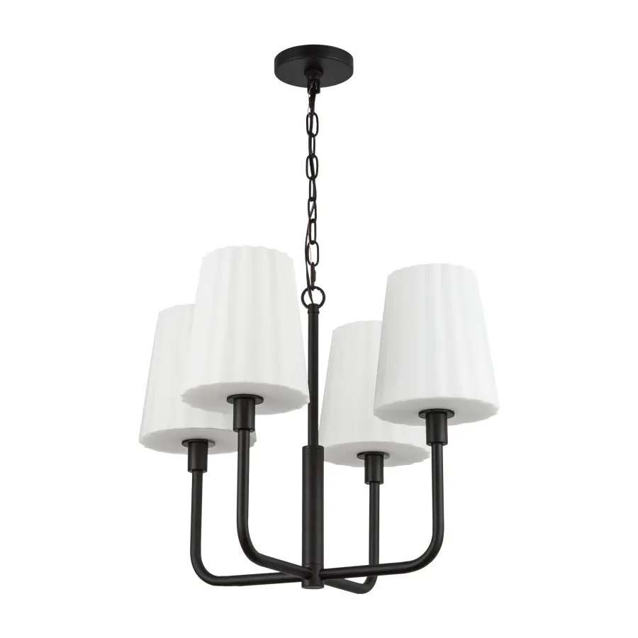 Plisse 23-Inch Chandelier in Matte Black with Opal Glass - Image 8