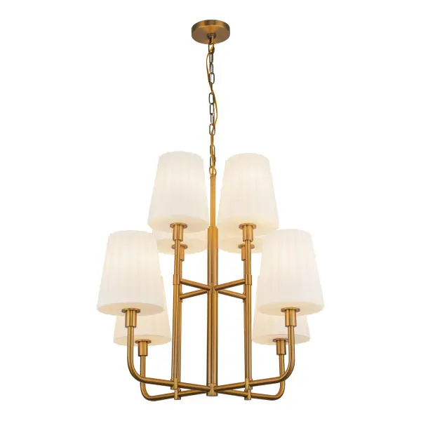 Plisse 30-Inch Chandelier in Chrome with Opal Glass - Image 1