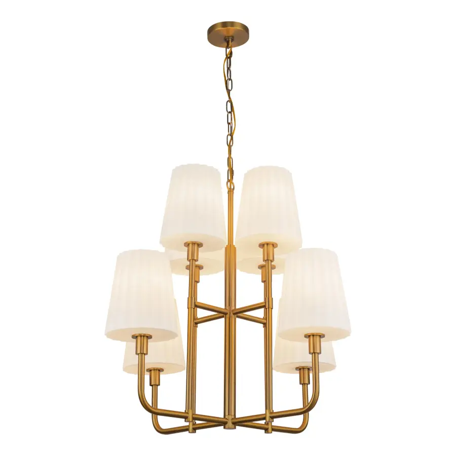 Plisse 30-Inch Chandelier in Chrome with Opal Glass - Image 1