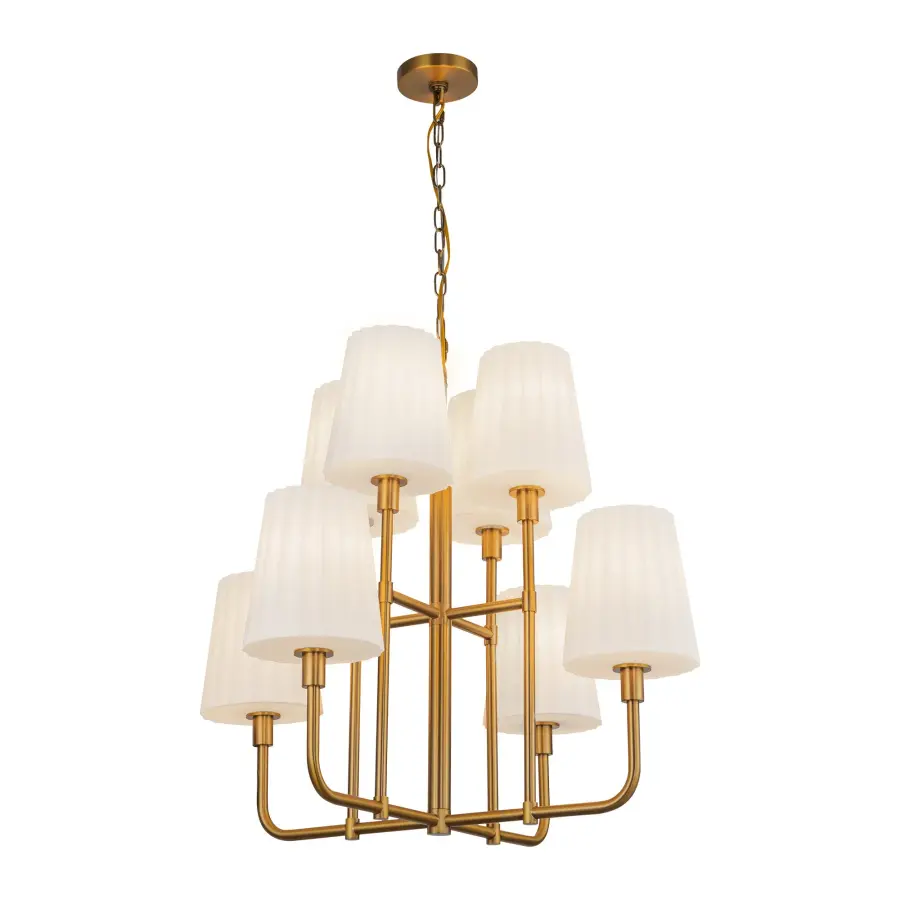 Plisse 30-Inch Chandelier in Chrome with Opal Glass - Image 2