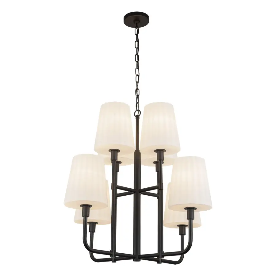 Plisse 30-Inch Chandelier in Chrome with Opal Glass - Image 11