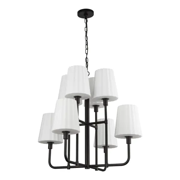 Plisse 30-Inch Chandelier in Chrome with Opal Glass - Image 13