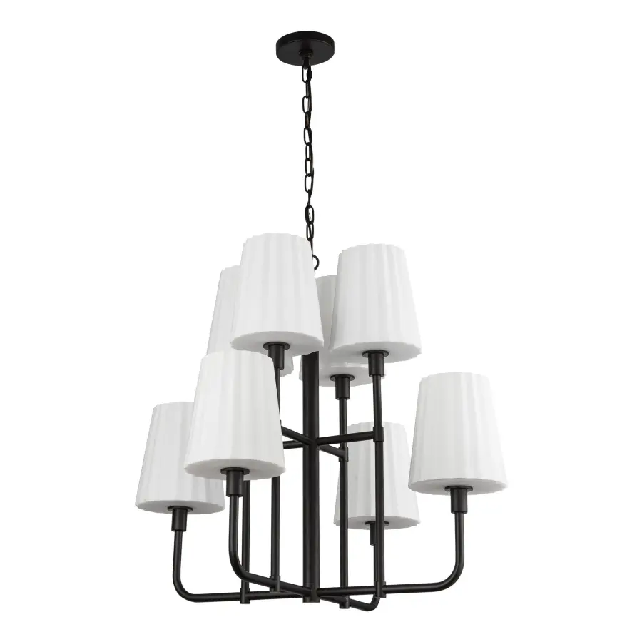Plisse 30-Inch Chandelier in Chrome with Opal Glass - Image 13