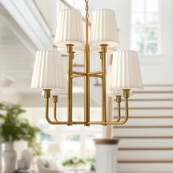 Plisse 30-Inch Chandelier in Chrome with Opal Glass - Image 16