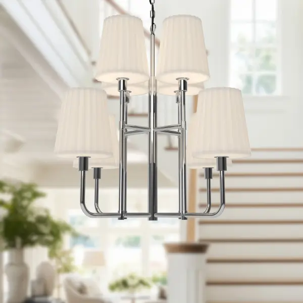 Plisse 30-Inch Chandelier in Chrome with Opal Glass - Image 17