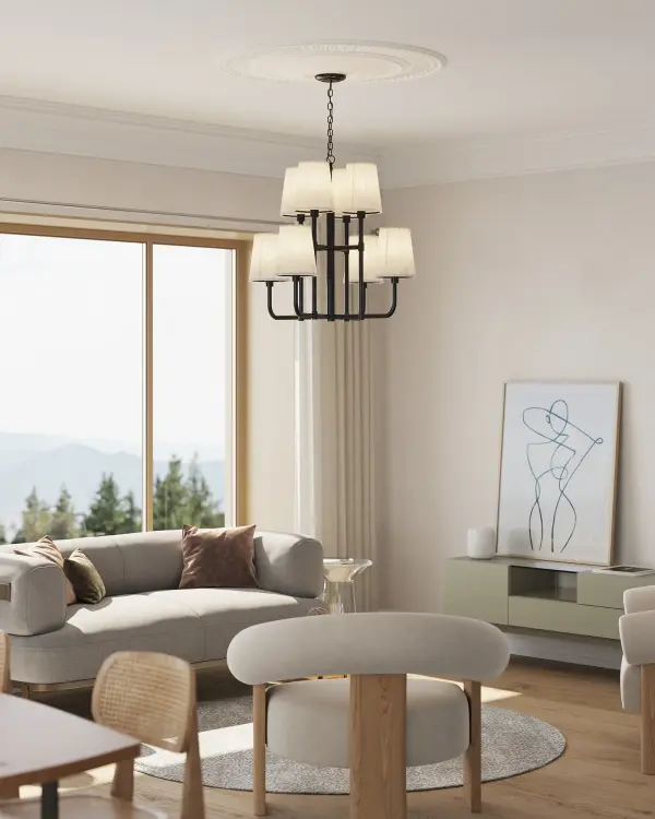 Plisse 30-Inch Chandelier in Chrome with Opal Glass - Image 18