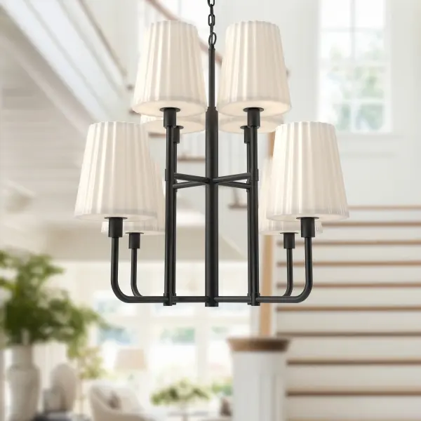 Plisse 30-Inch Chandelier in Chrome with Opal Glass - Image 19