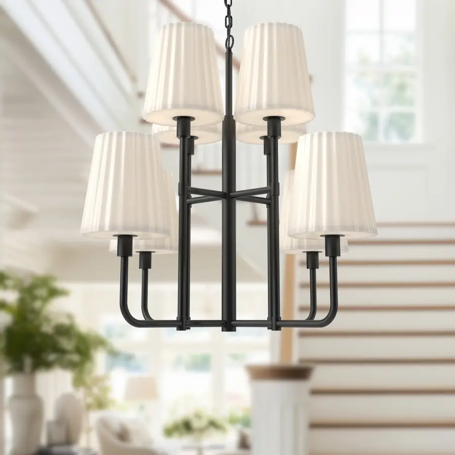 Plisse 30-Inch Chandelier in Chrome with Opal Glass - Image 19