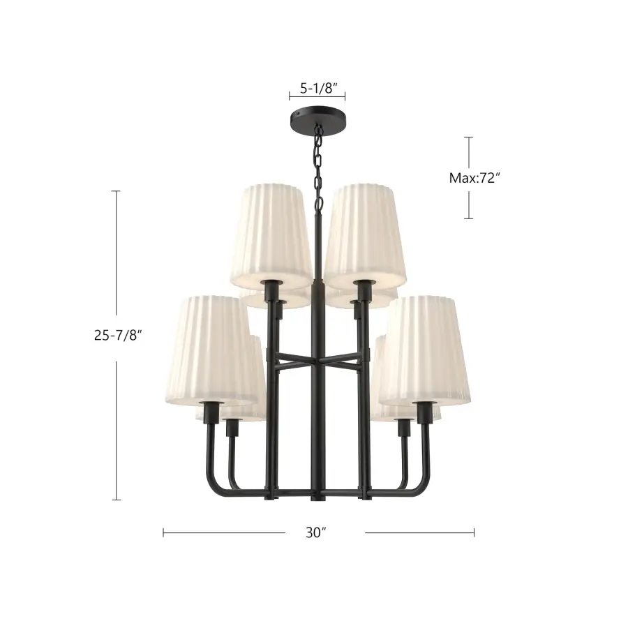 Plisse 30-Inch Chandelier in Chrome with Opal Glass - Image 20