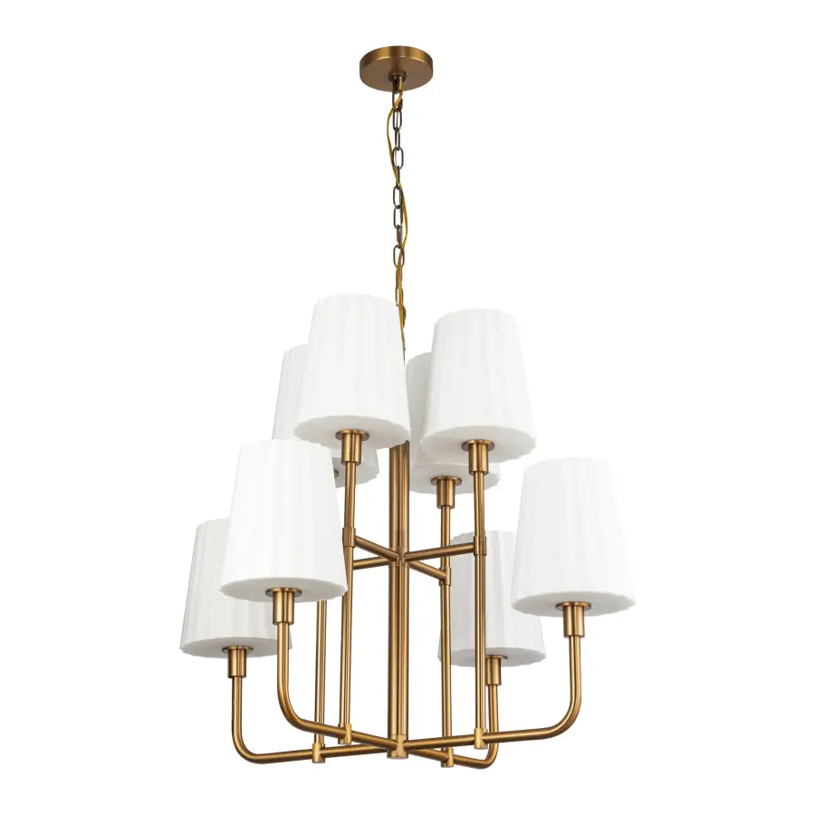 Plisse 30-Inch Chandelier in Chrome with Opal Glass - Image 3