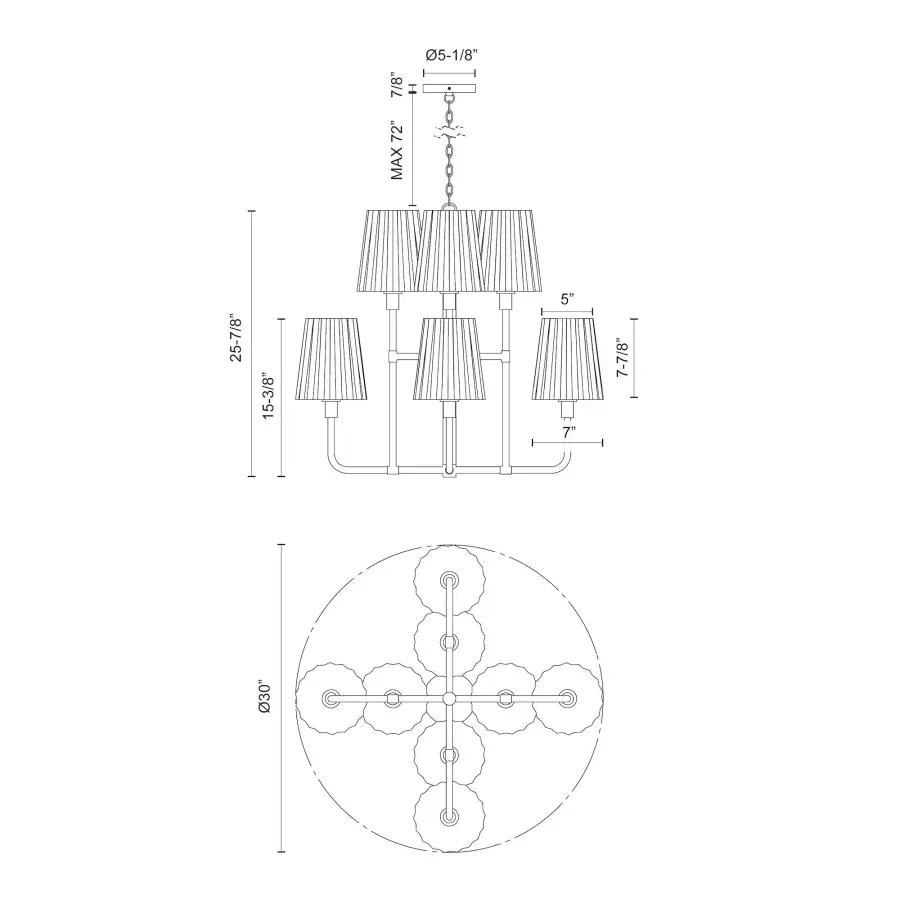 Plisse 30-Inch Chandelier in Chrome with Opal Glass - Image 21