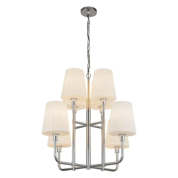 Plisse 30-Inch Chandelier in Chrome with Opal Glass - Image 6