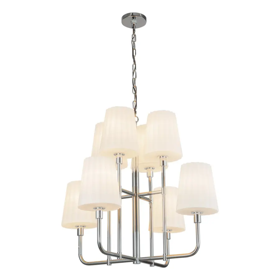 Plisse 30-Inch Chandelier in Chrome with Opal Glass - Image 7