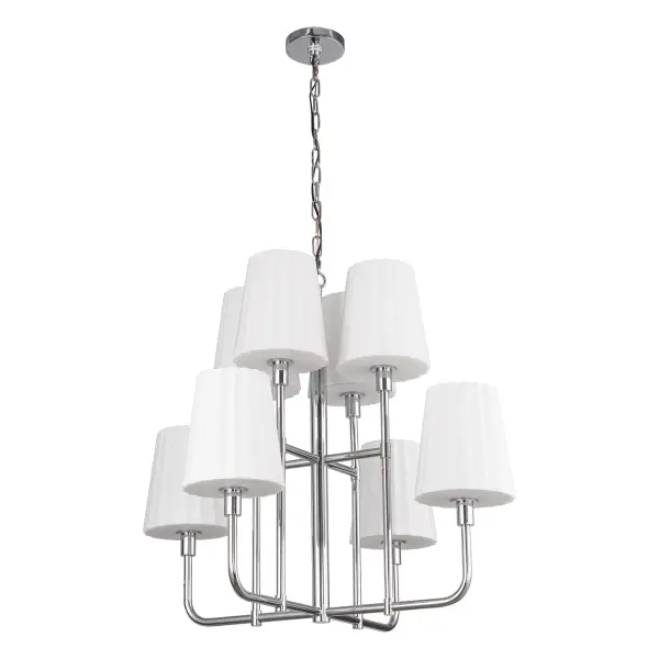 Plisse 30-Inch Chandelier in Chrome with Opal Glass - Image 8