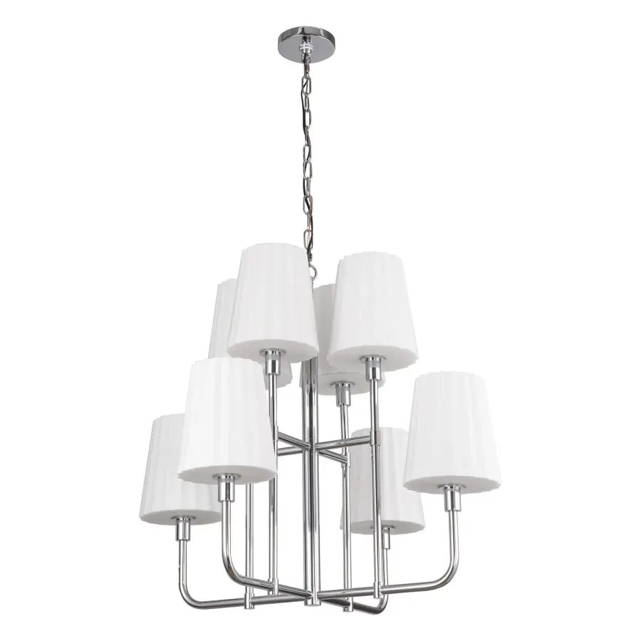 Plisse 30-Inch Chandelier in Chrome with Opal Glass - Image 8