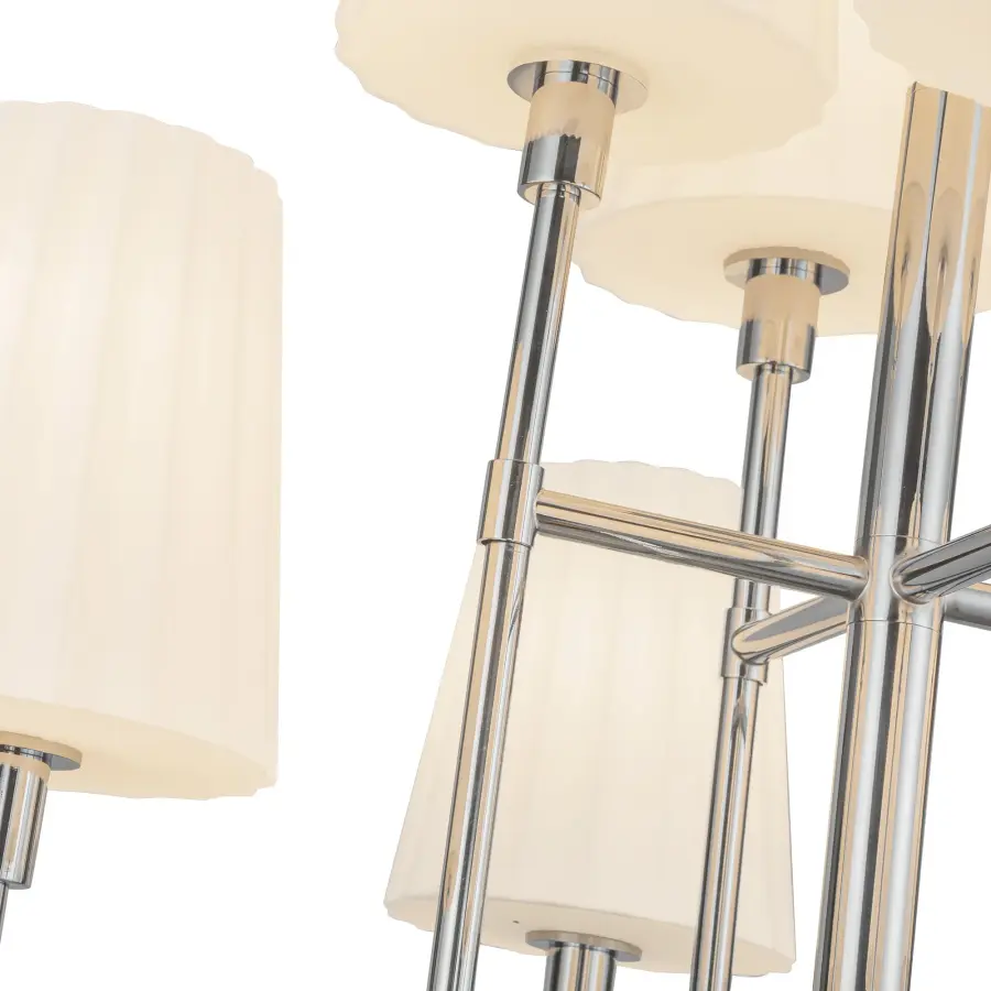 Plisse 30-Inch Chandelier in Chrome with Opal Glass - Image 9