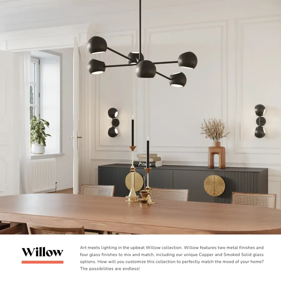 Willow 37-Inch Chandelier in Matte Black - Image 4