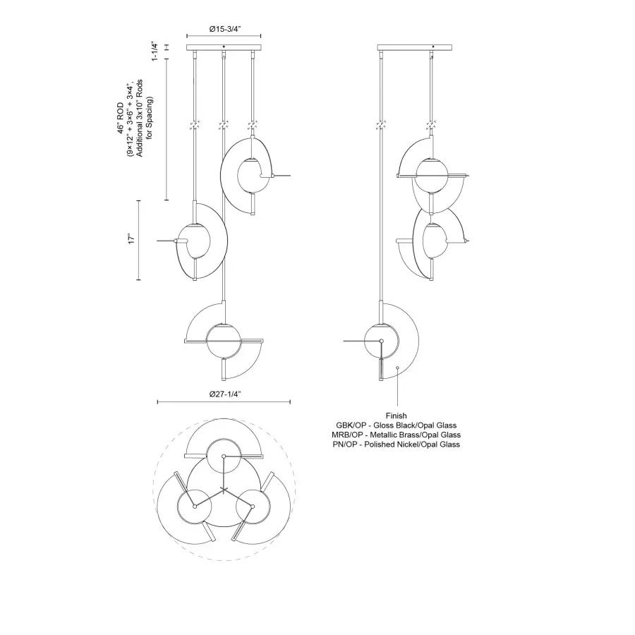 Scorpio 27-Inch Chandelier in Glossy Black - Image 11