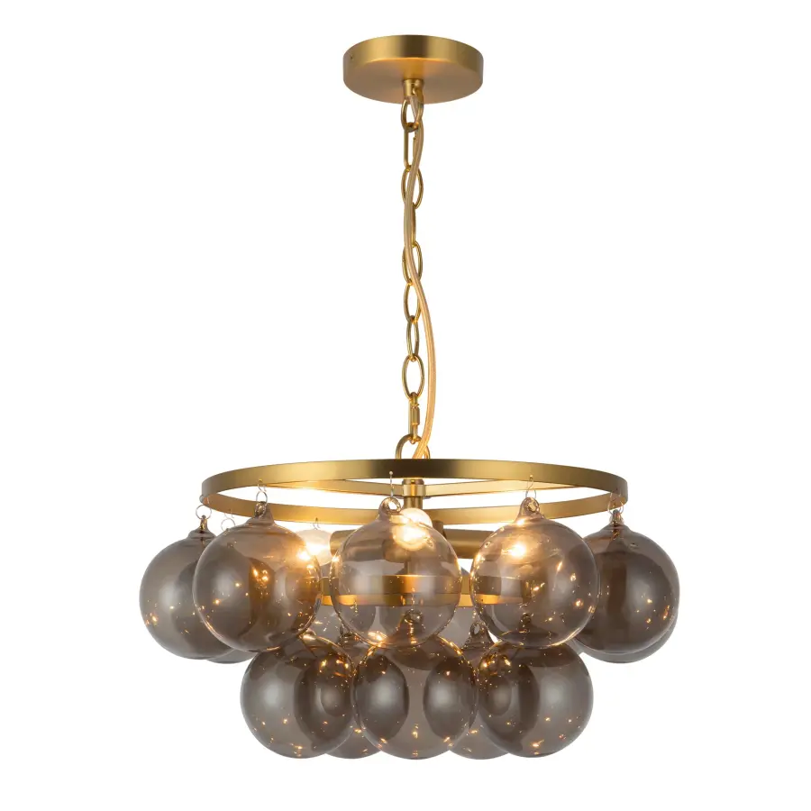 Faye 18-Inch Chandelier in Matte Black with Smoked Glass - Image 1