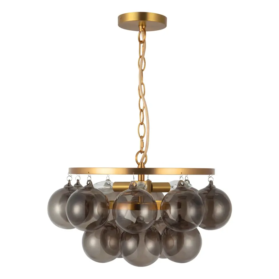 Faye 18-Inch Chandelier in Matte Black with Smoked Glass - Image 13