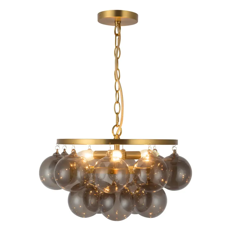 Faye 18-Inch Chandelier in Matte Black with Smoked Glass - Image 14