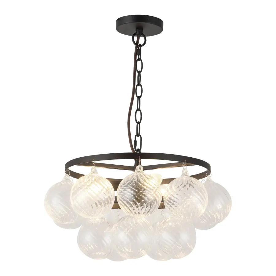 Faye 18-Inch Chandelier in Matte Black with Smoked Glass - Image 3