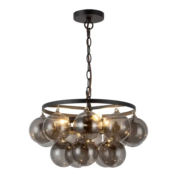 Faye 18-Inch Chandelier in Matte Black with Smoked Glass - Image 4