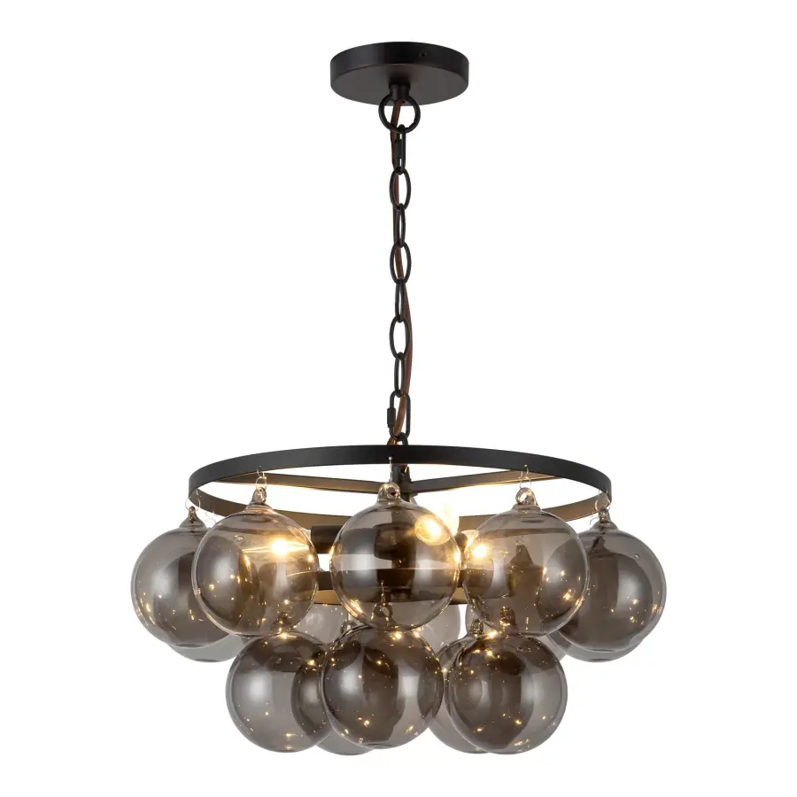 Faye 18-Inch Chandelier in Matte Black with Smoked Glass - Image 4