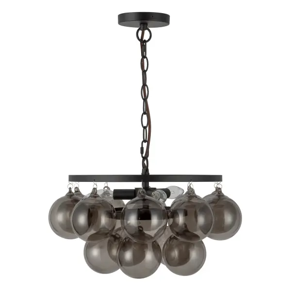 Faye 18-Inch Chandelier in Matte Black with Smoked Glass - Image 5