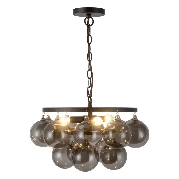 Faye 18-Inch Chandelier in Matte Black with Smoked Glass - Image 6