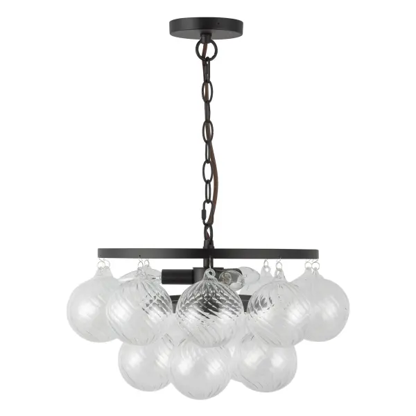Faye 18-Inch Chandelier in Matte Black with Smoked Glass - Image 9