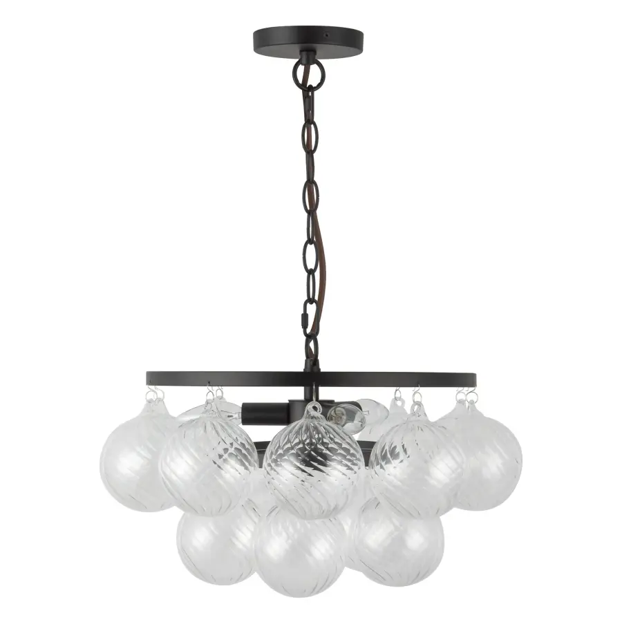 Faye 18-Inch Chandelier in Matte Black with Smoked Glass - Image 9