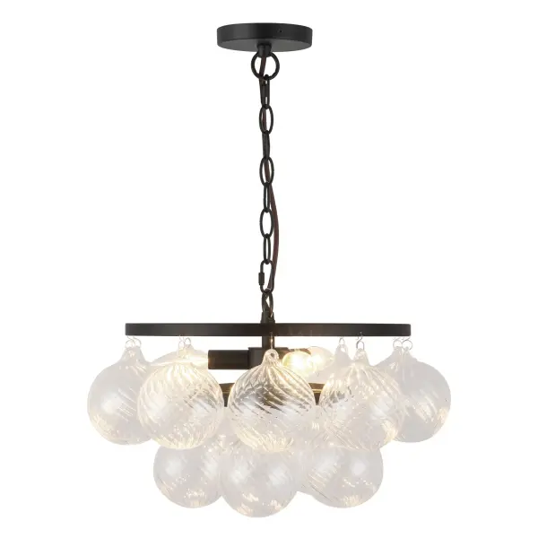 Faye 18-Inch Chandelier in Matte Black with Smoked Glass - Image 10