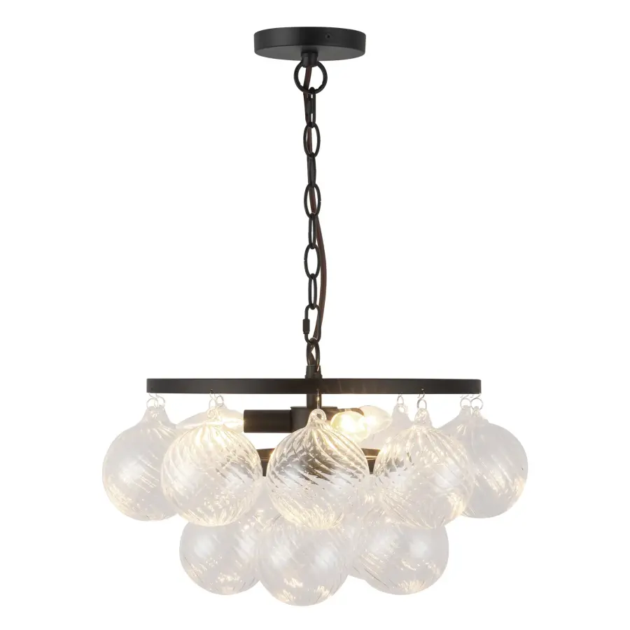 Faye 18-Inch Chandelier in Matte Black with Smoked Glass - Image 10