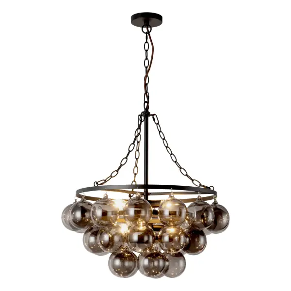 Faye 24-Inch Chandelier in Matte Black with Smoked Glass - Image 1