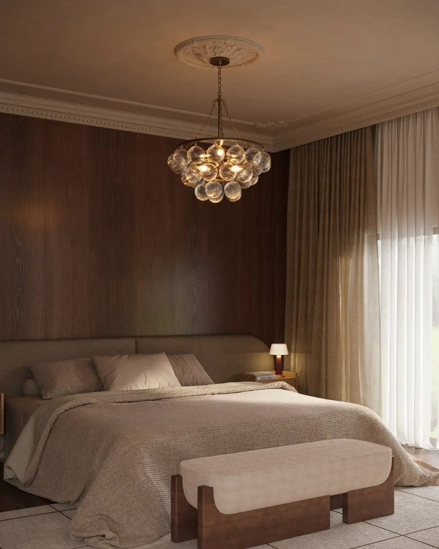 Faye 24-Inch Chandelier in Matte Black with Smoked Glass - Image 2