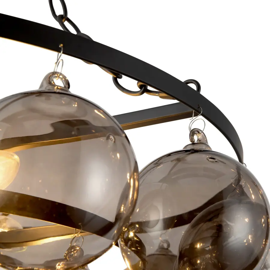 Faye 24-Inch Chandelier in Matte Black with Smoked Glass - Image 11