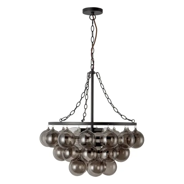 Faye 24-Inch Chandelier in Matte Black with Smoked Glass - Image 12