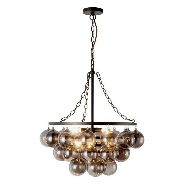 Faye 24-Inch Chandelier in Matte Black with Smoked Glass - Image 13