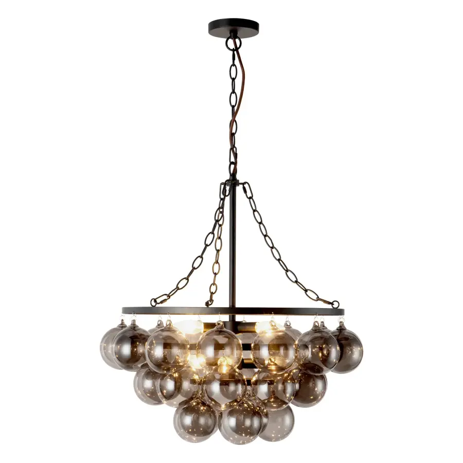 Faye 24-Inch Chandelier in Matte Black with Smoked Glass - Image 13