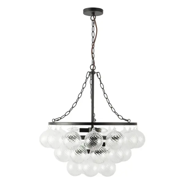 Faye 24-Inch Chandelier in Matte Black with Smoked Glass - Image 17